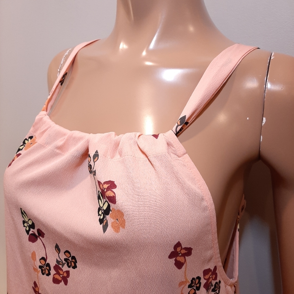 NEW Vero Moda Floral Tie Halter Dress Belted Pink Shift Ruffle Flounce Size XS - Picture 5 of 14